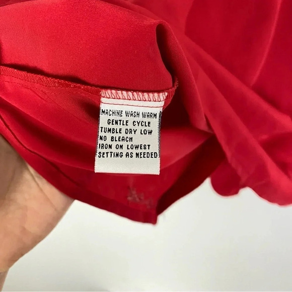 Vintage 80s 90s Embroidered Button Down Blouse Womens Size 14 XL Red Shirt Top - Picture 10 of 12